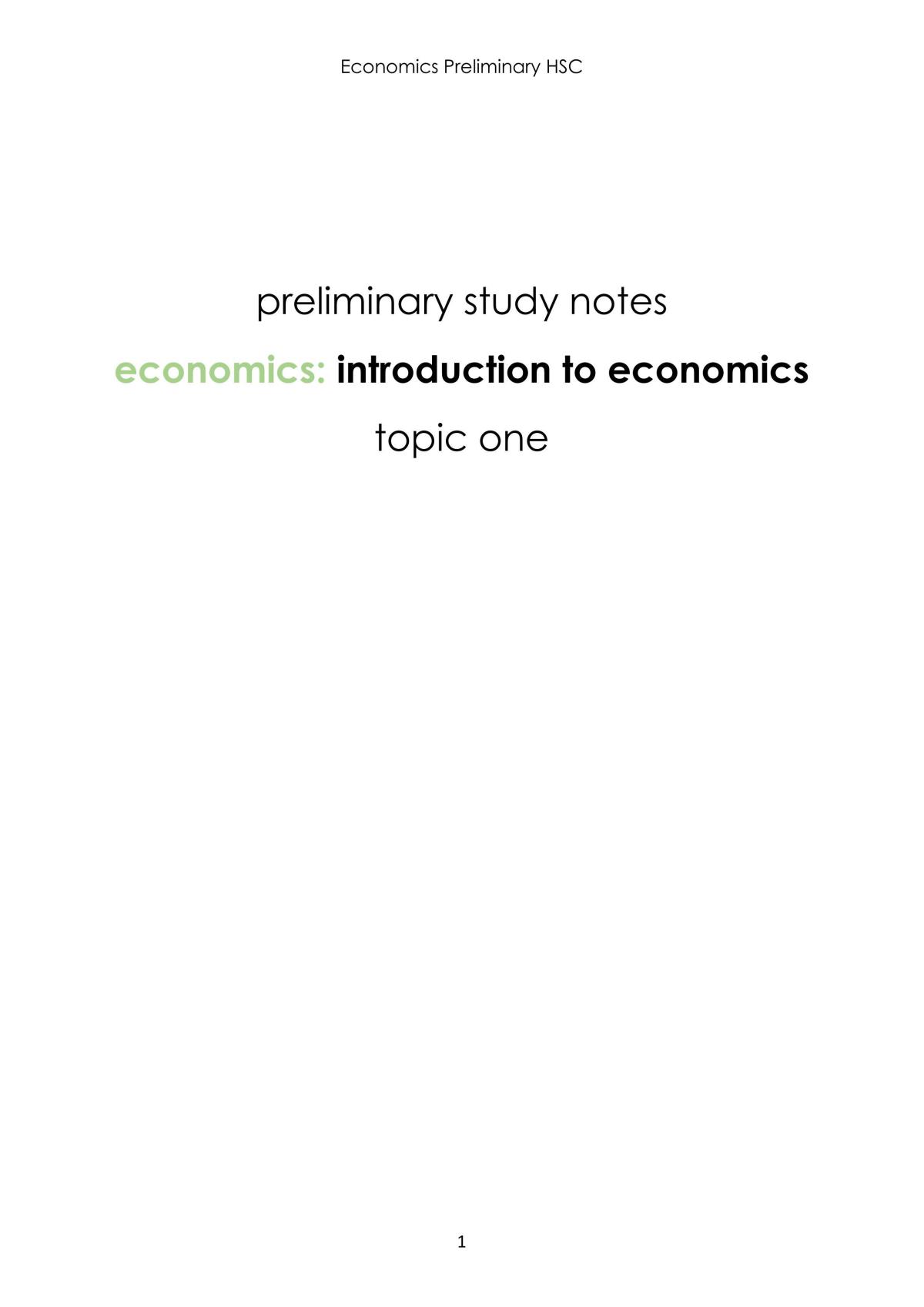 Preliminary Economics Study Notes - Page 1