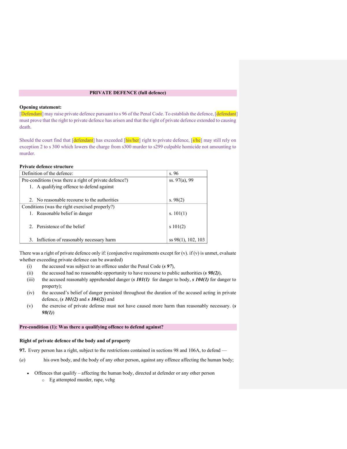 Law of Private Defence - Page 1