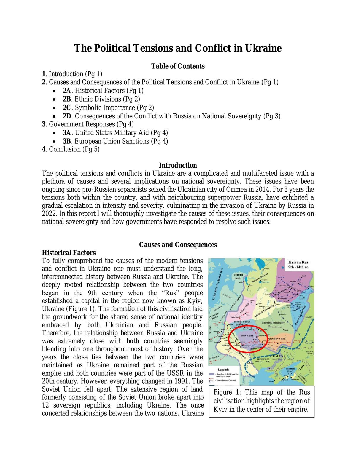 Tensions and Conflicts in Ukraine Preliminary Assignment - Page 1