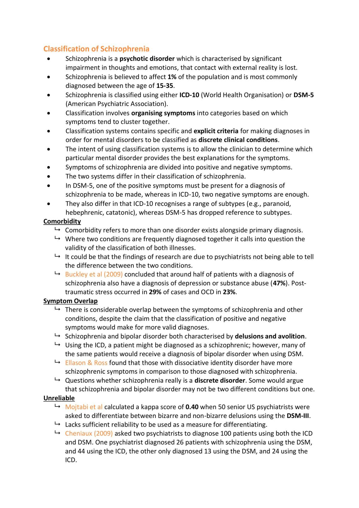 A* A Level Schizophrenia Notes - Page 1