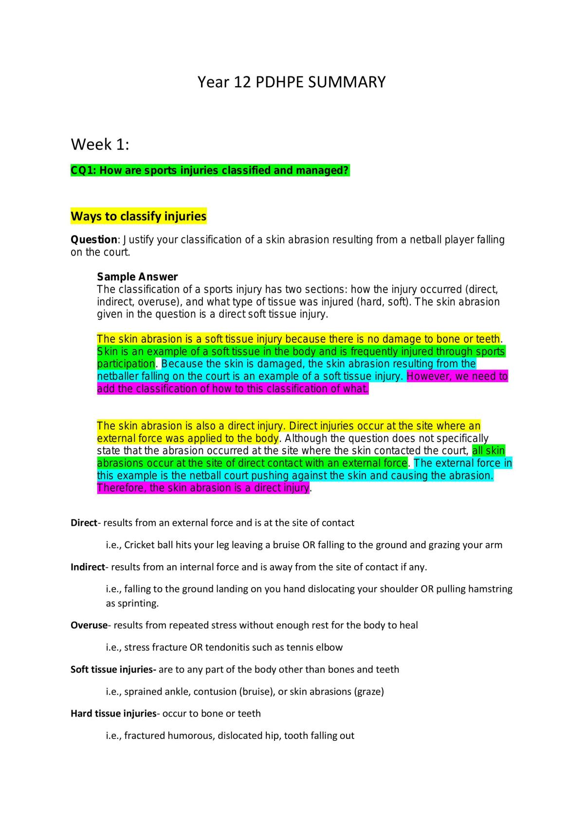 Critical Question Study Notes - Page 1