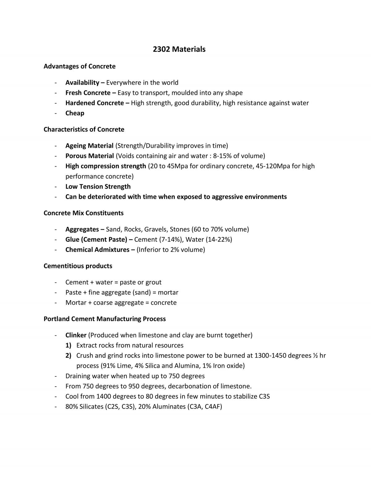 Cven2302 Materials and Structures Complete Study Notes - Page 1