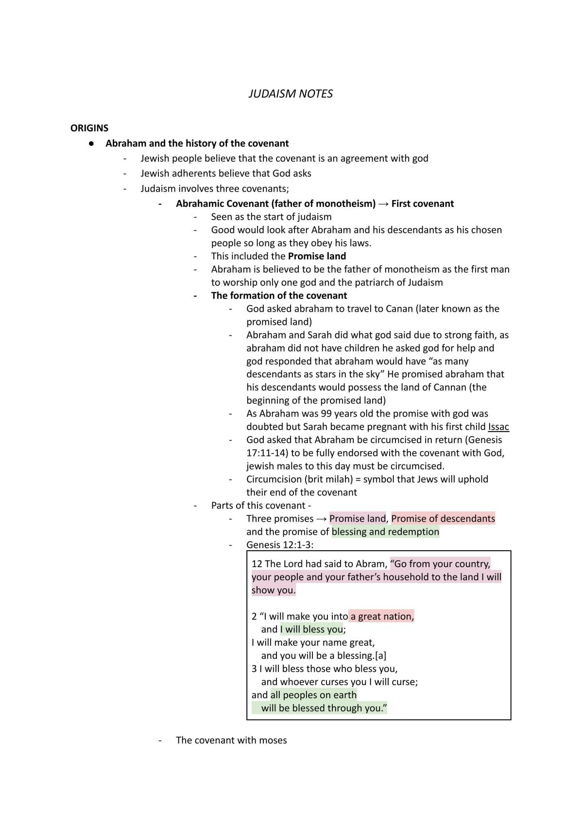 Judaism Prelim Notes - Page 1