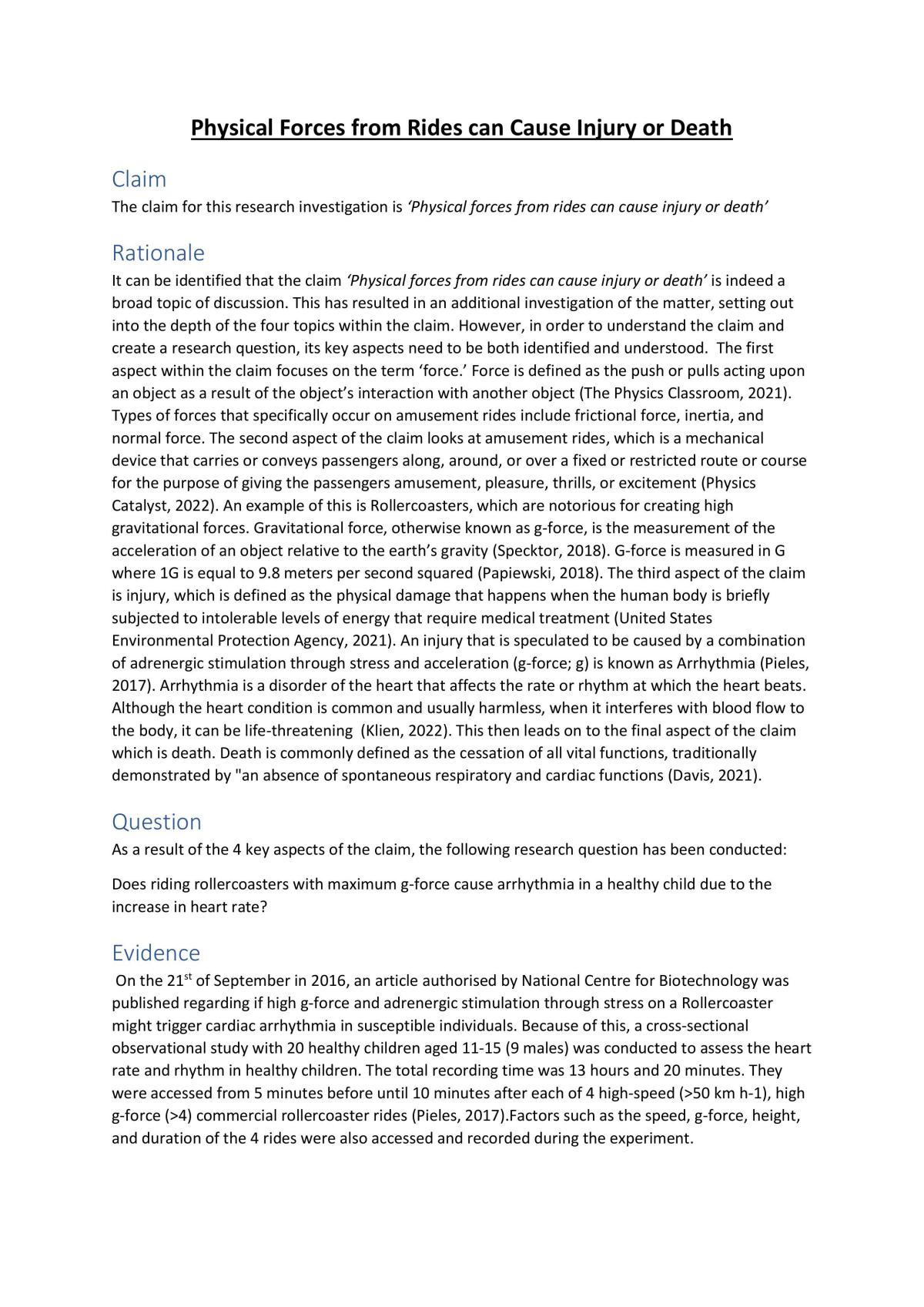Research Investigation Physics - Page 1