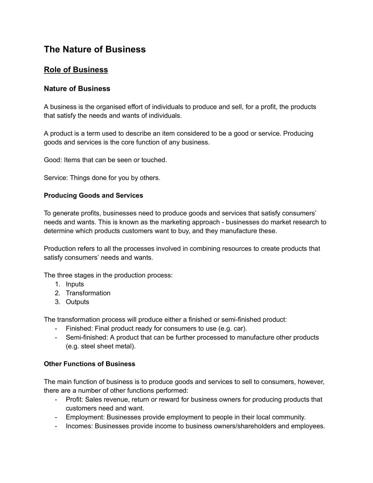 Preliminary Business Studies Complete Notes - Page 1