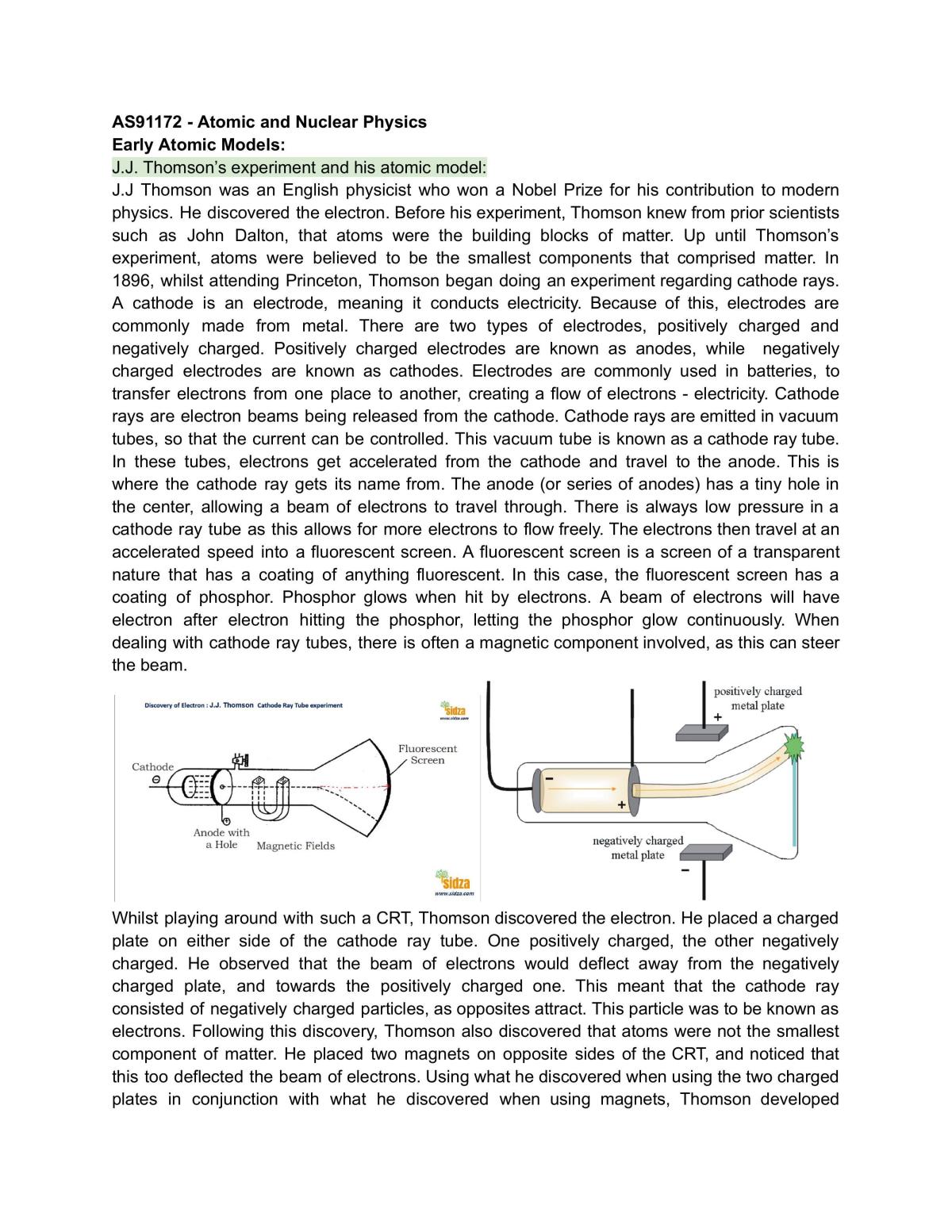 Atomic and Nuclear Physics - Level 2 Physics - Page 1