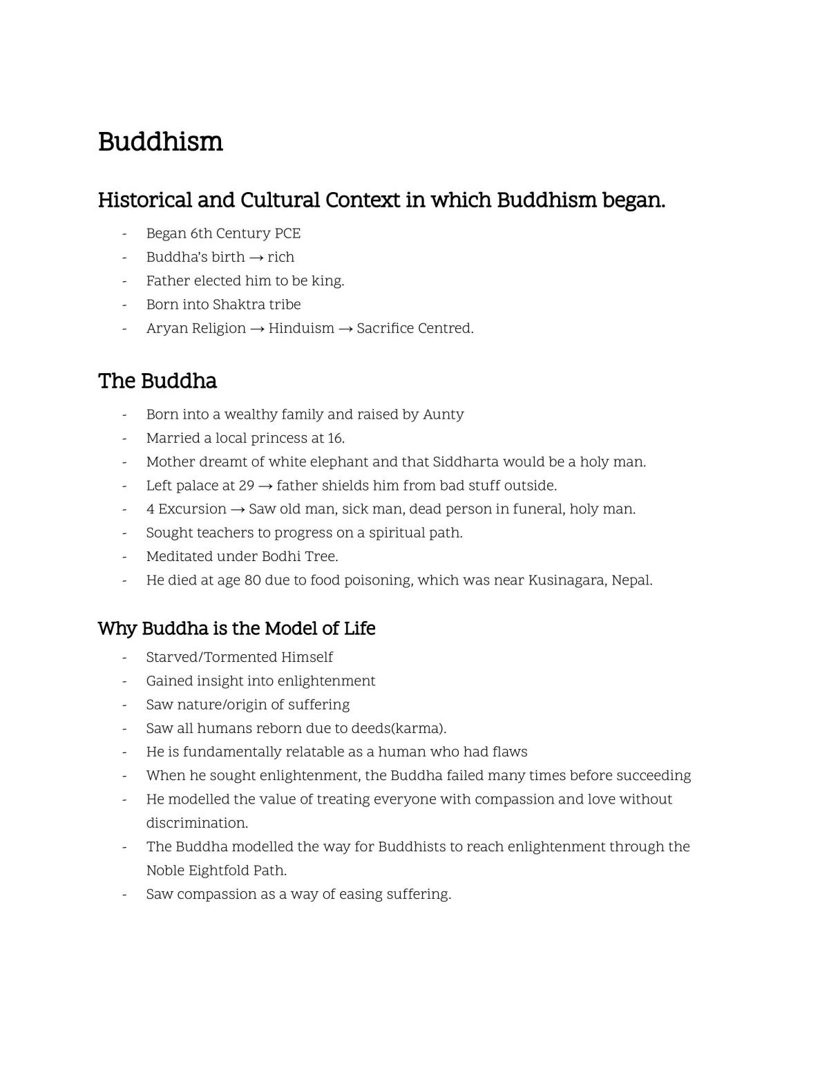 Buddhism SOR 1 Notes - Page 1