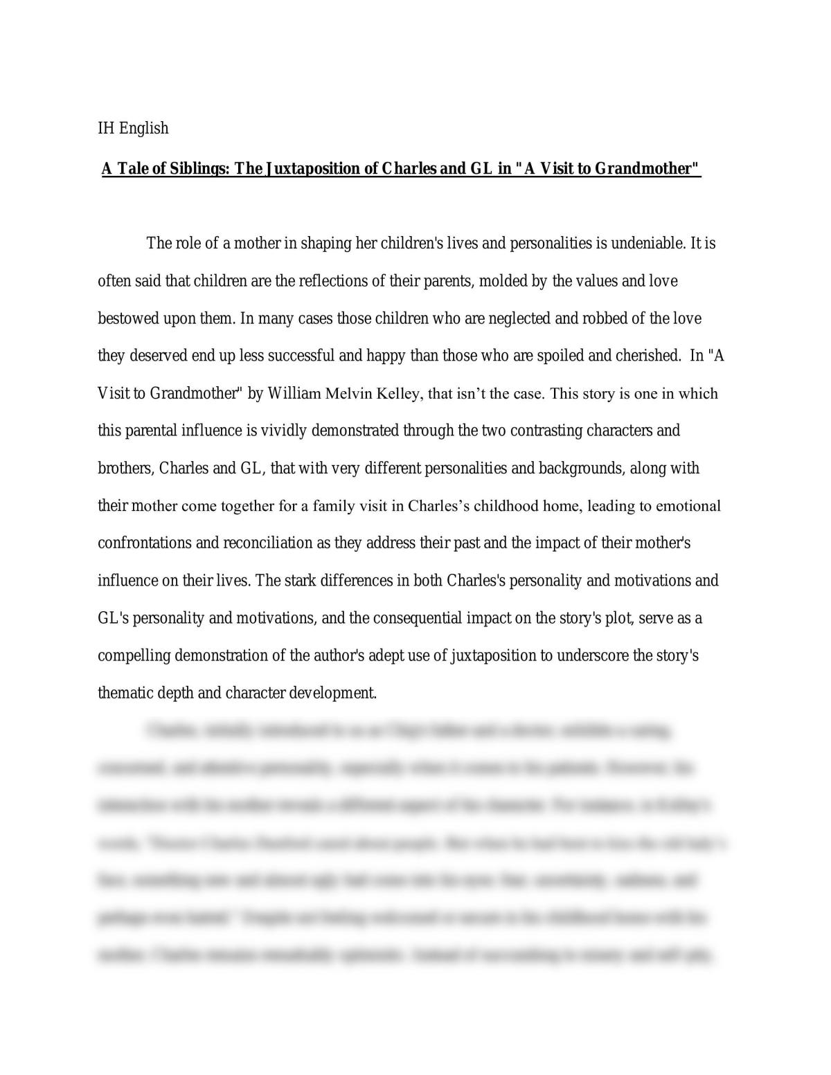 A Visit To Grandma Essay  - Page 1