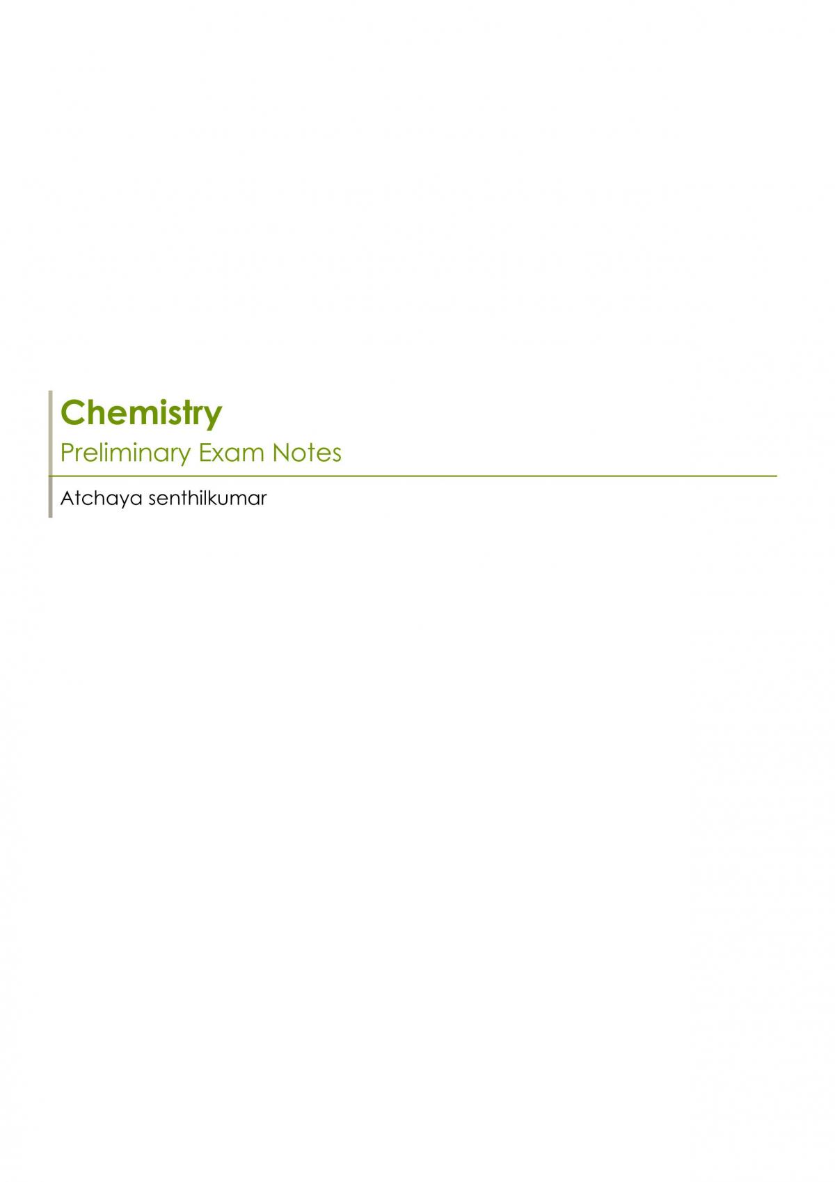 Prelim Chemistry Full Study Notes - Page 1