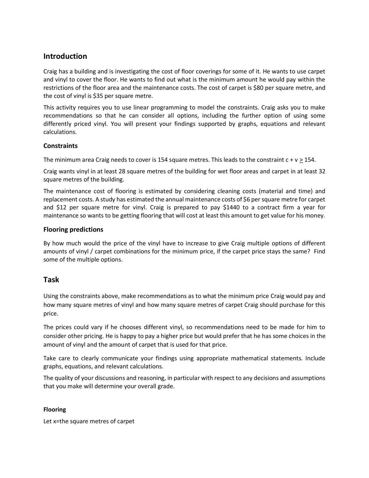 Mathematics Mathematics and Statistics 3.2 (AS 91574) Flooring - Page 1