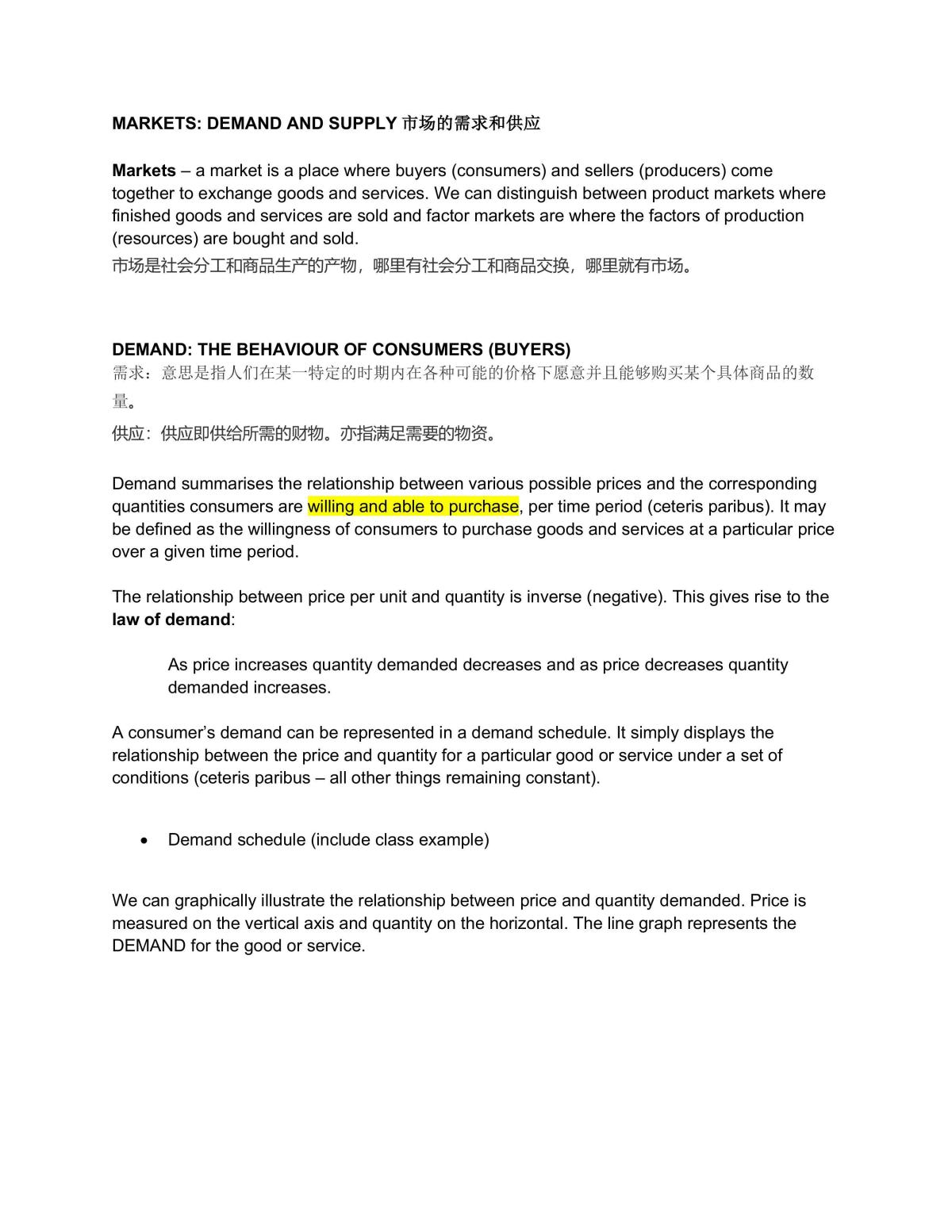 Markets: Demand and Supply - Page 1