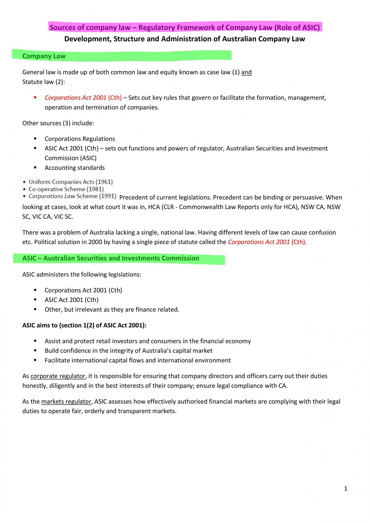 TABL2741 Study Notes - Page 1