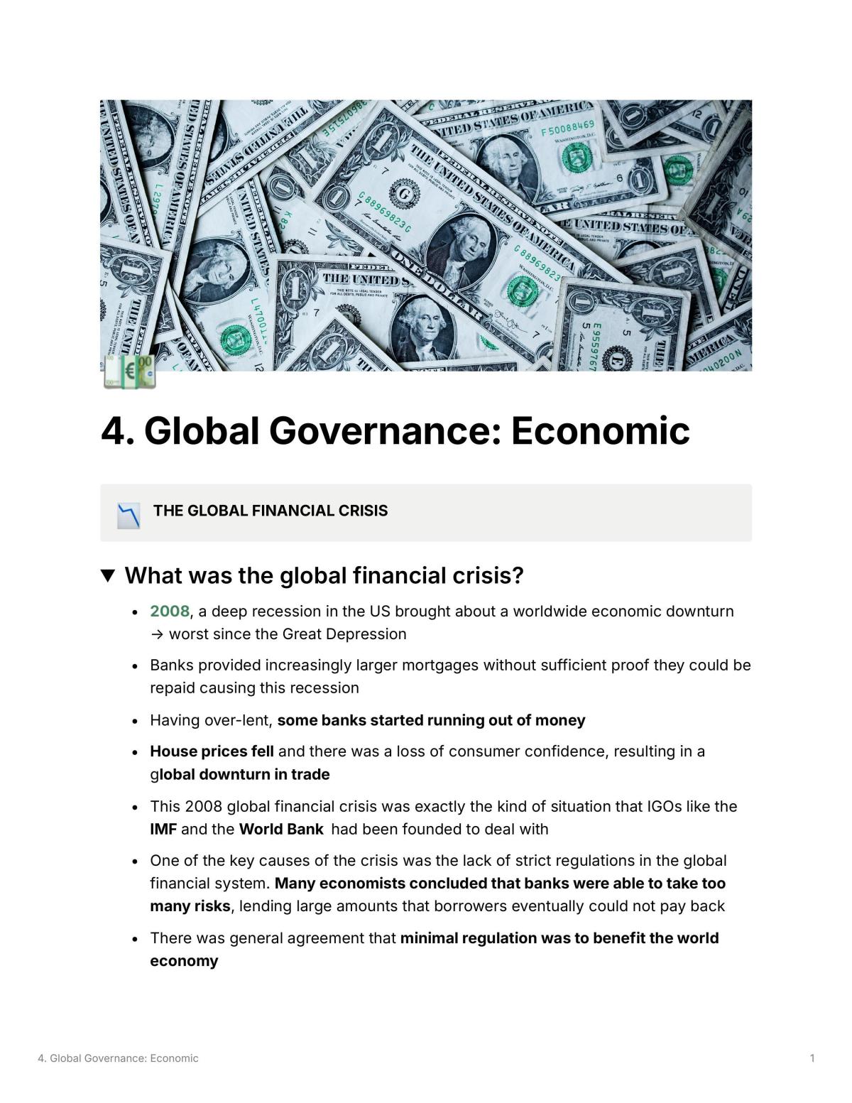 Chapter 4. Global Economic Governance - Page 1