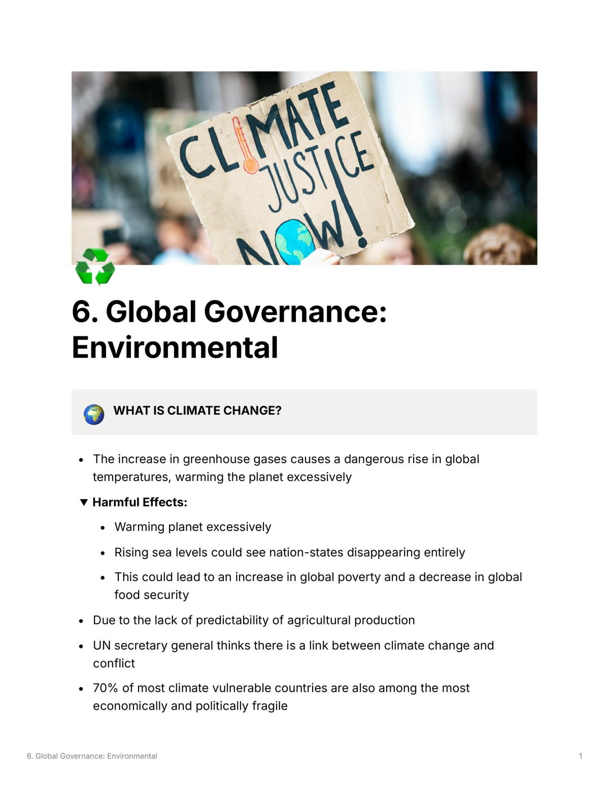 Chapter 6 Global Politics: Environmental - Page 1