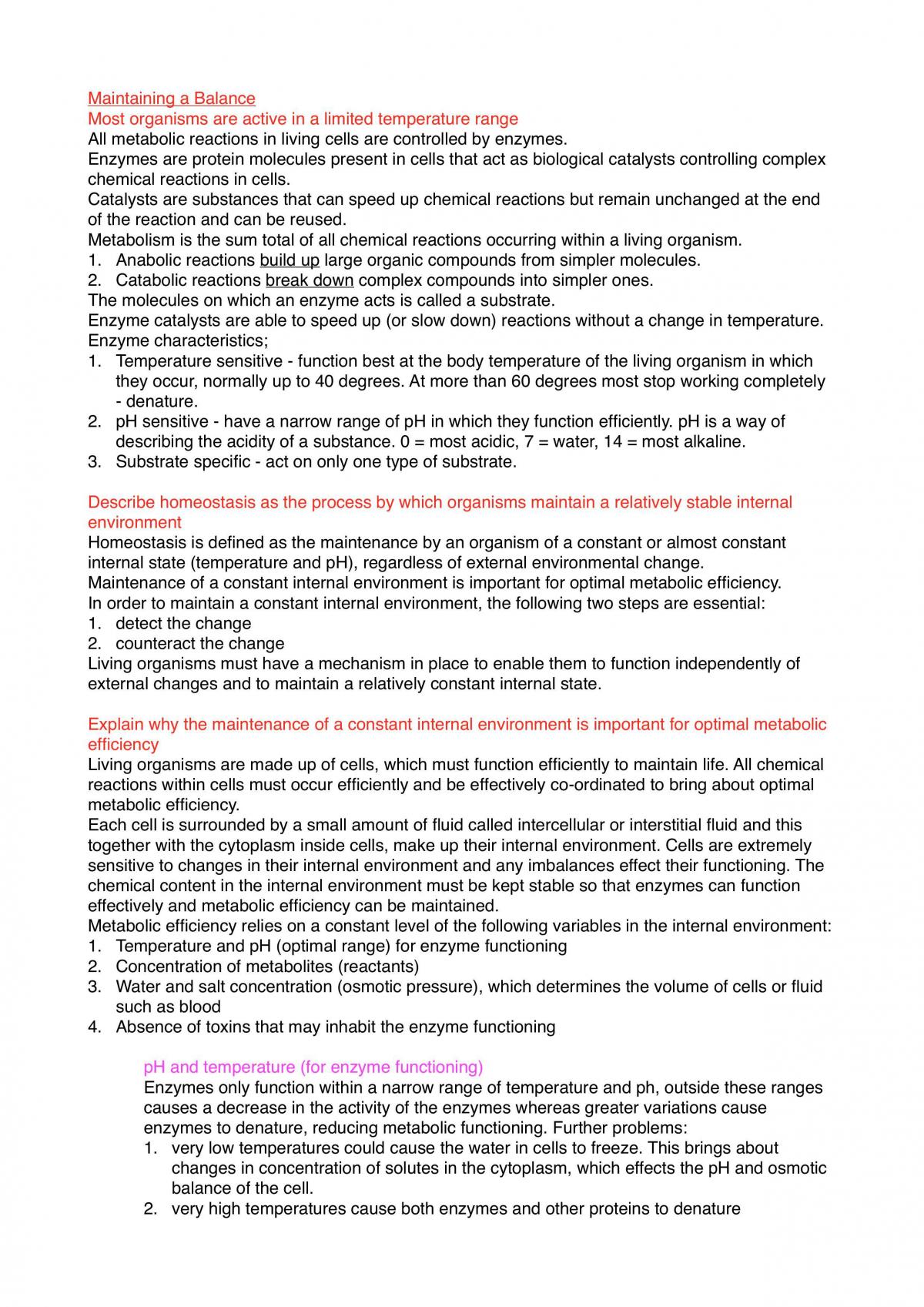 Maintaining a Balance Notes - Page 1