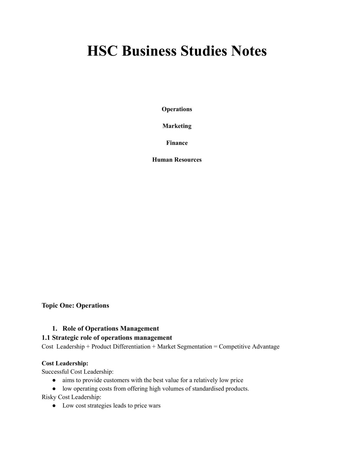 Business Studies Notes - Page 1