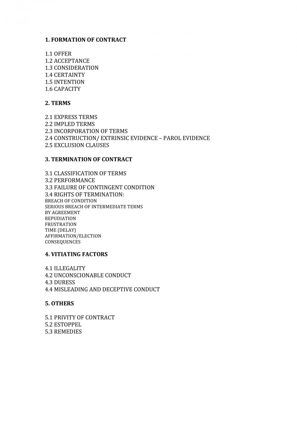 Contract Law Notes - UWS  - Page 1