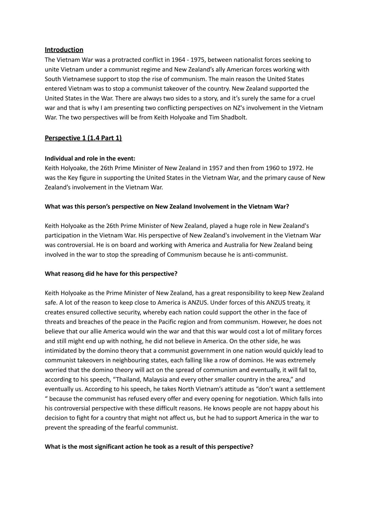 NCEA Level 1 History 1.4 (E) - Page 1