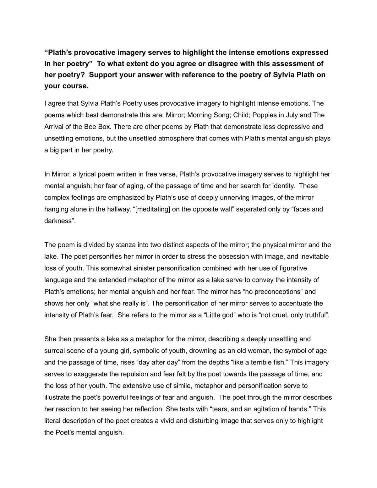 Sylvia Plath essay  - Page 1
