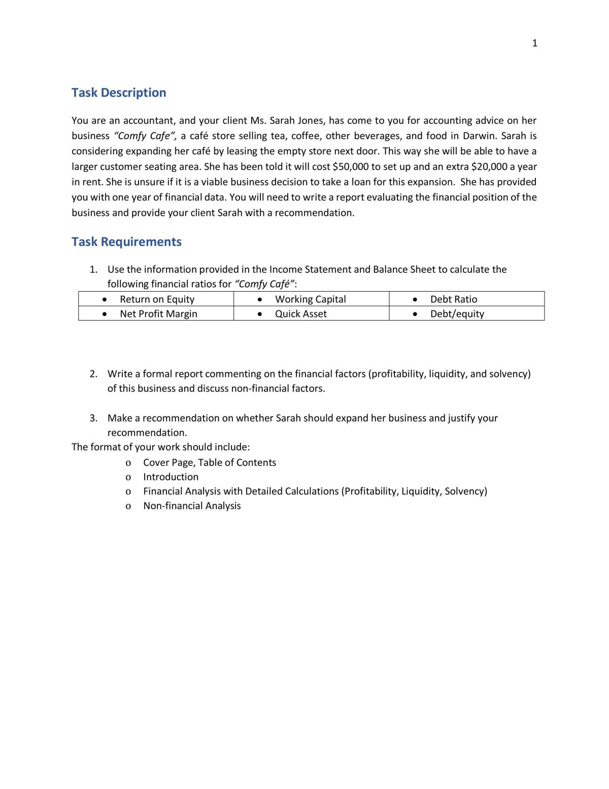Investigation - Accounting Ratios - Page 1