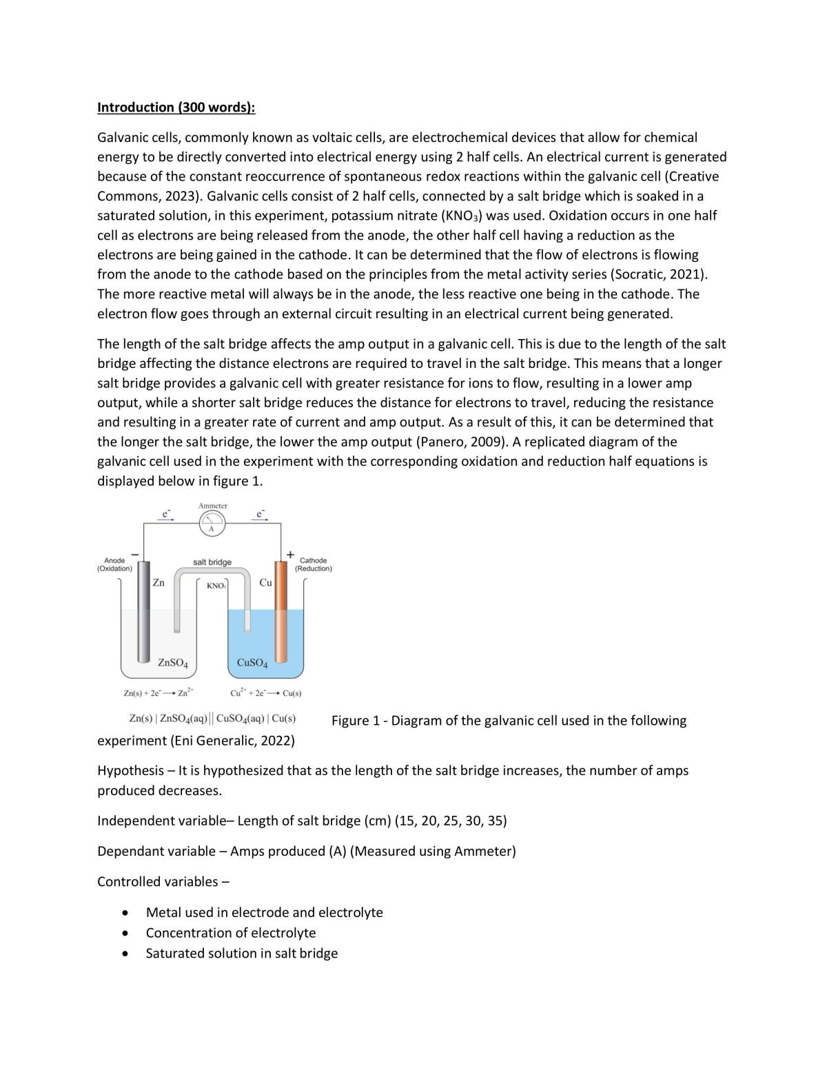 Galvanic Cells Practical Report SACE Stage 1 - Page 1