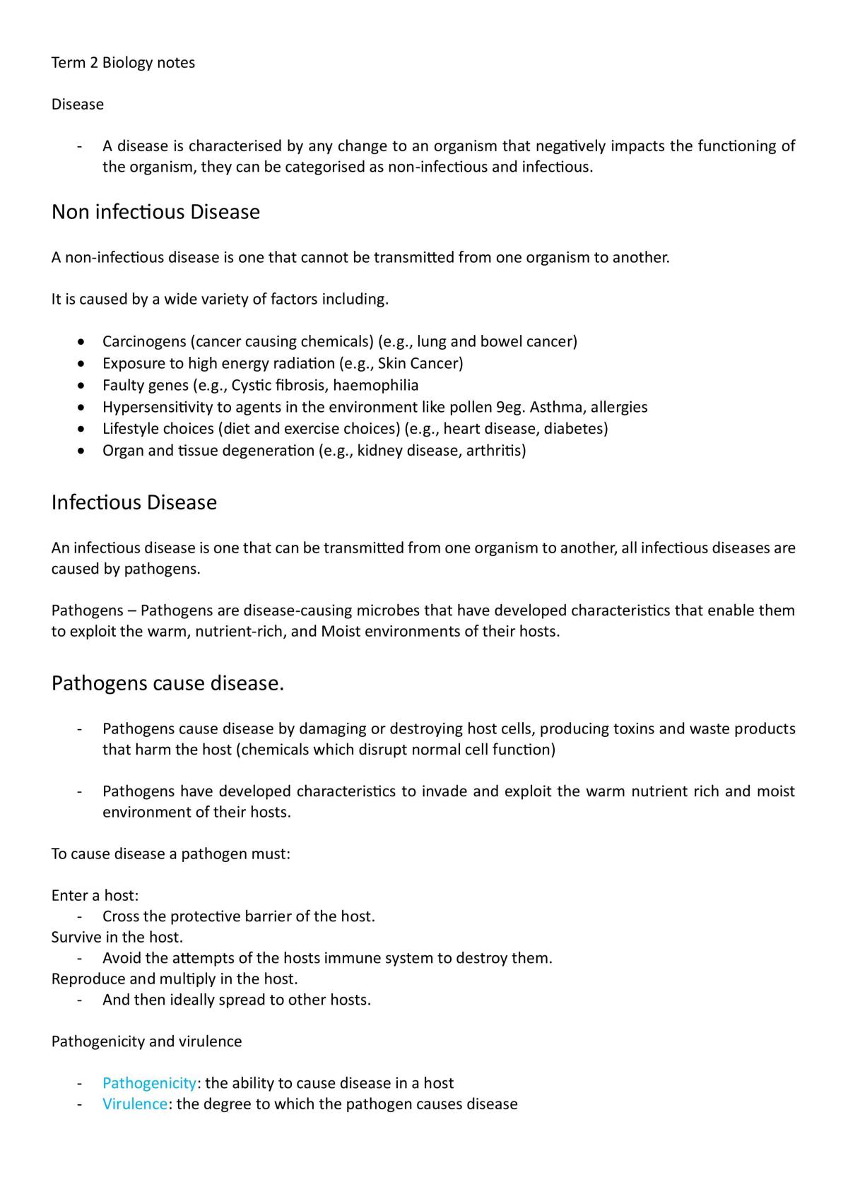 Term 2 Biology notes - Page 1