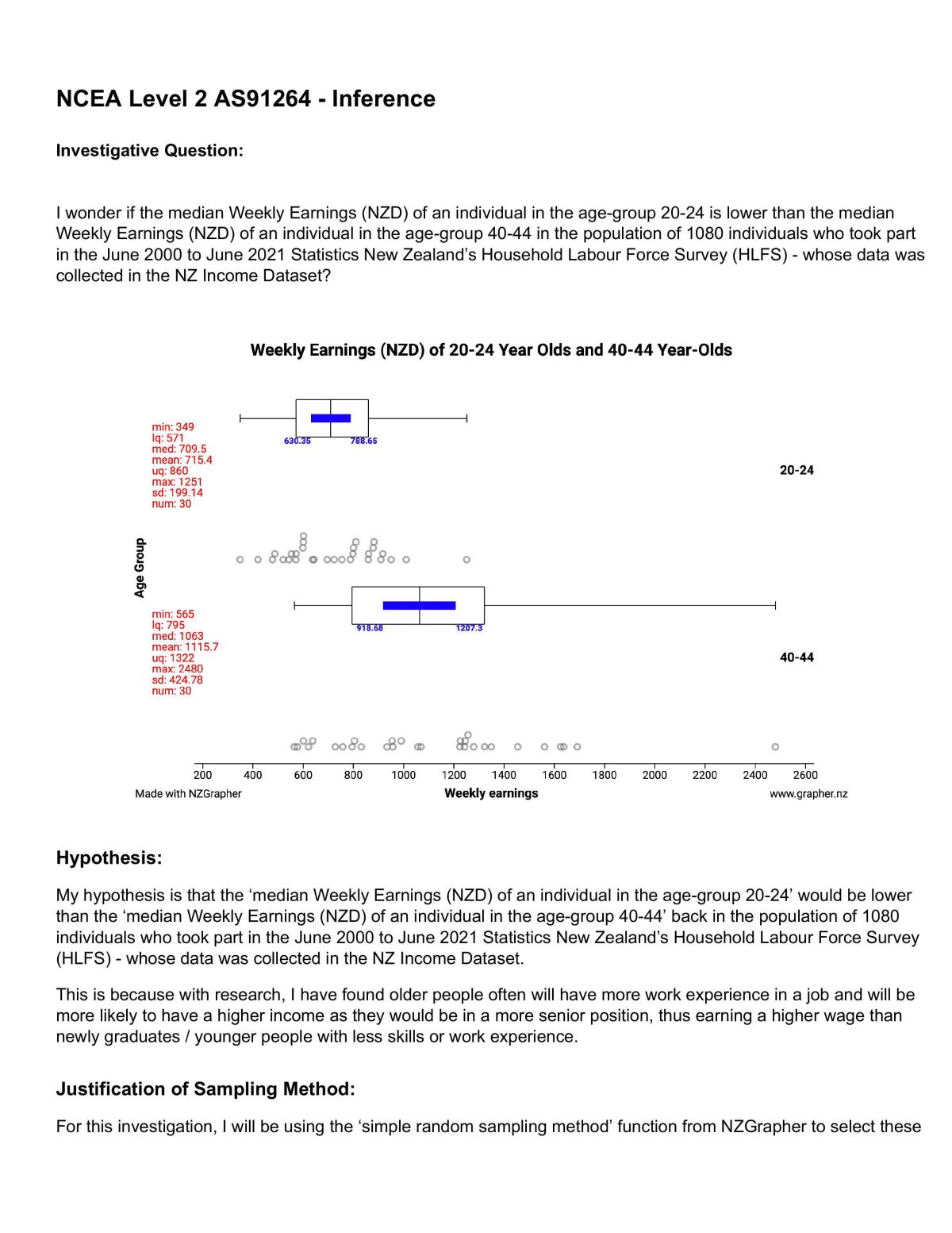 NCEA Level 2 AS91264 - Inference - Page 1