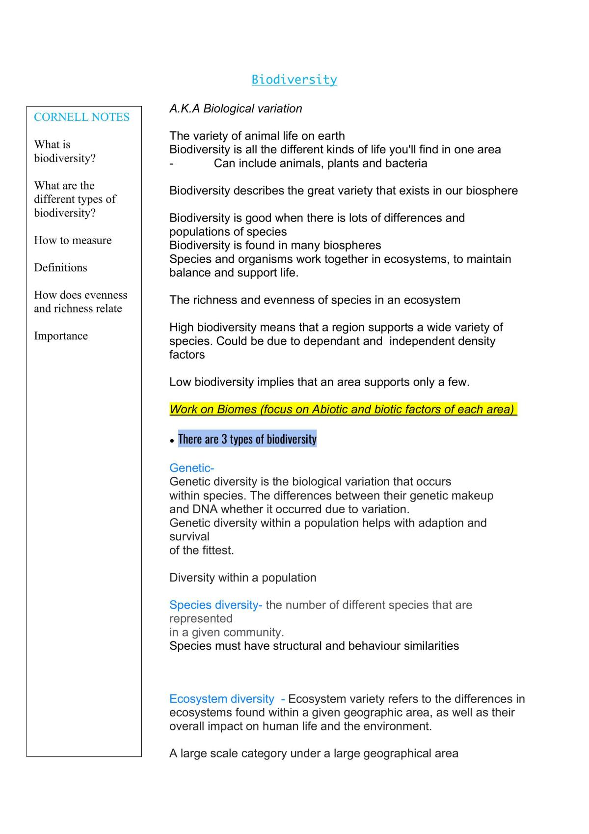 Unit 1 2023 Exam notes - Page 1