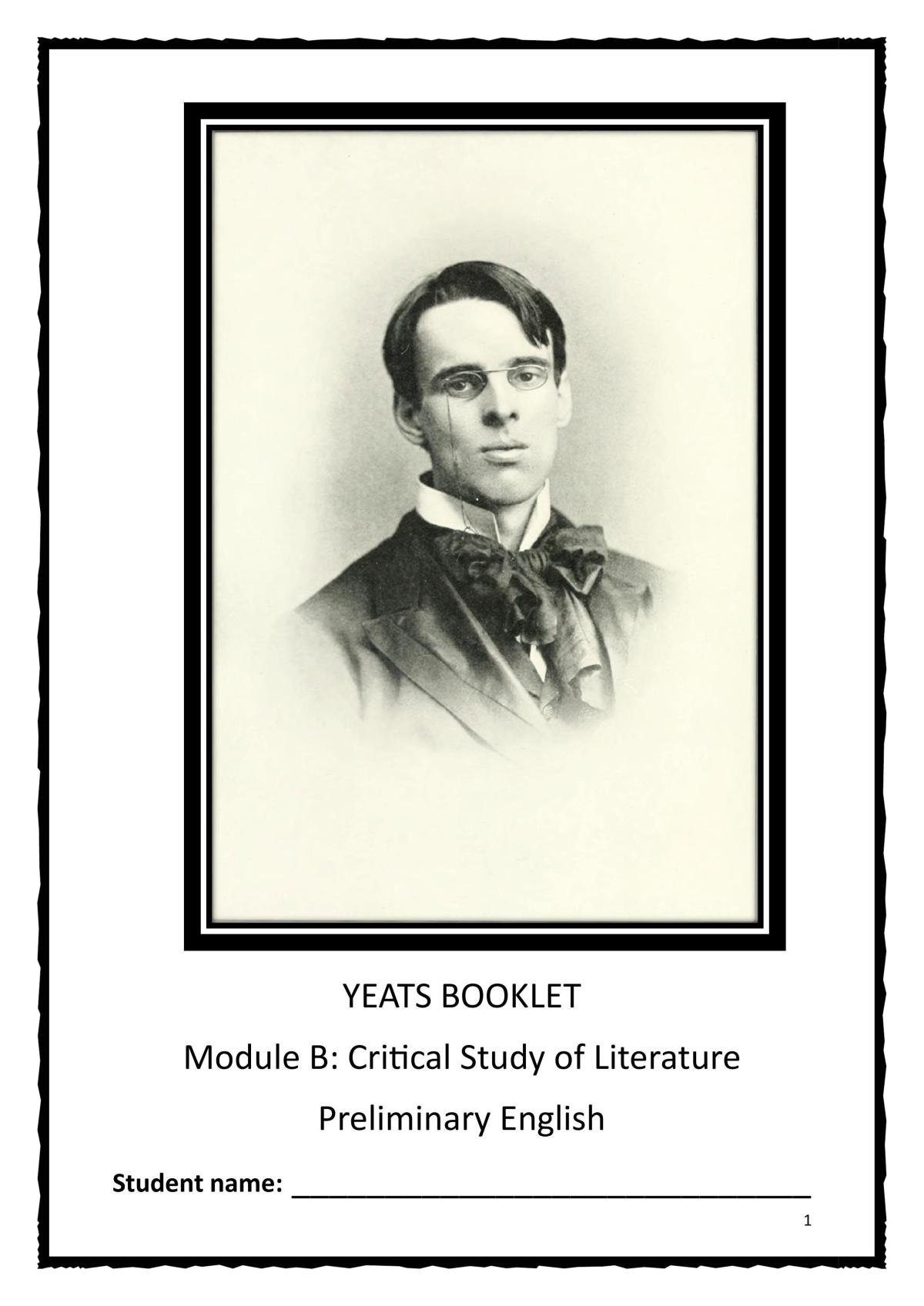 Yeats Study Notes Overview  - Page 1