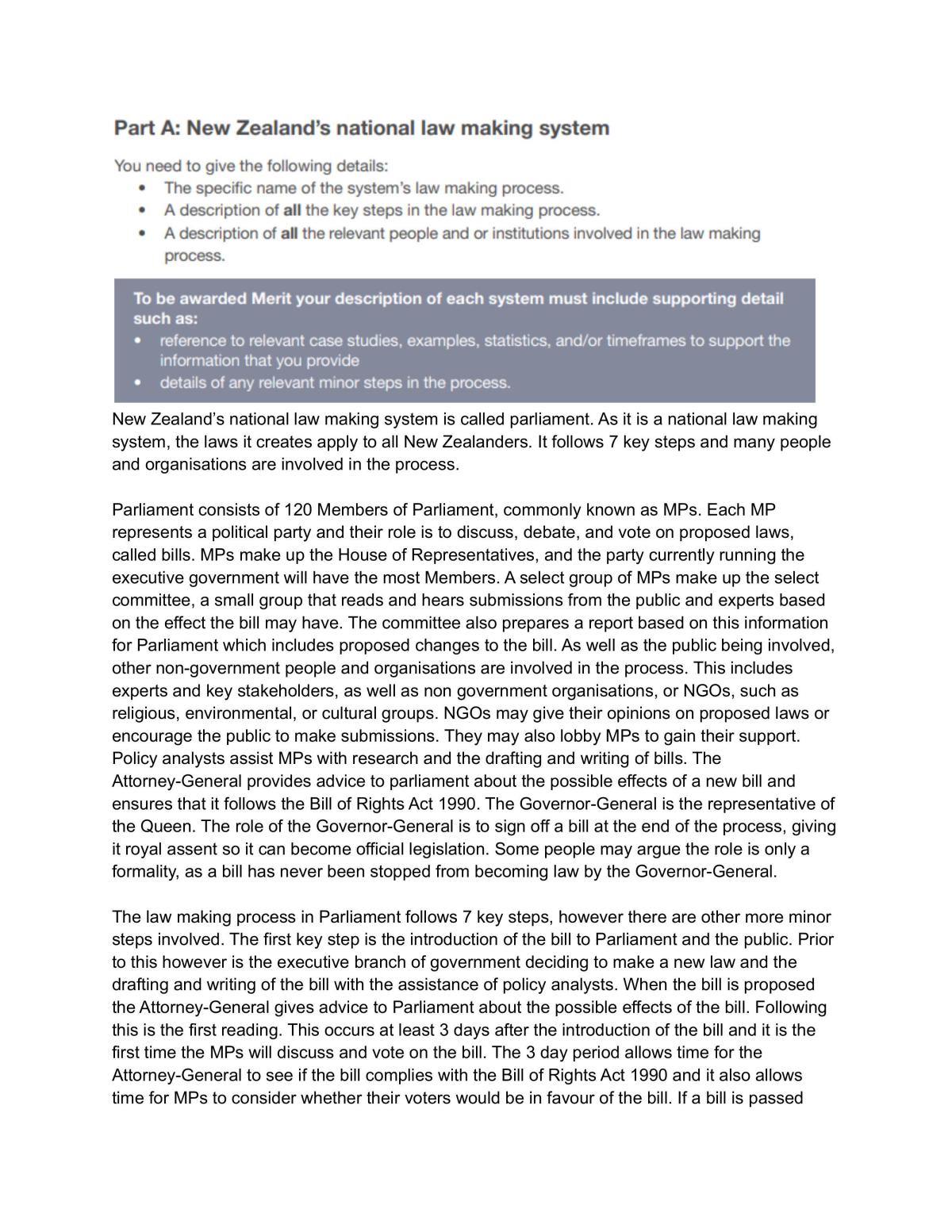 Demonstrate Understanding of Law Making Processes - Page 1