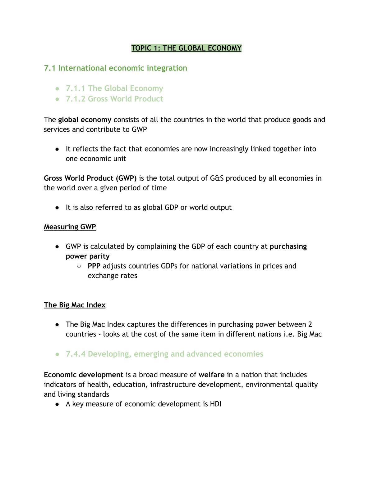 Topic 1 Study Notes - Page 1