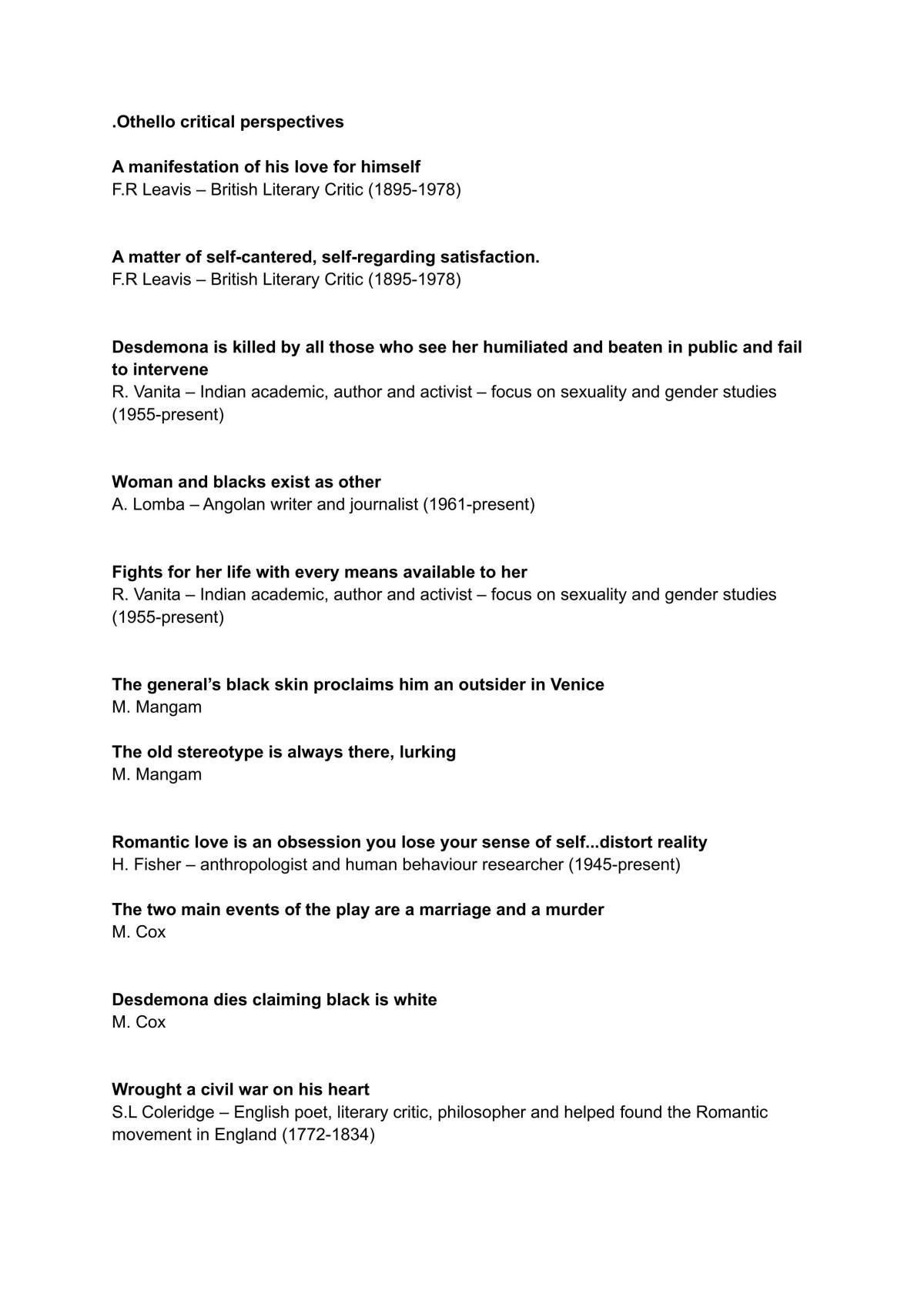 Othello critical perspectives  - Page 1