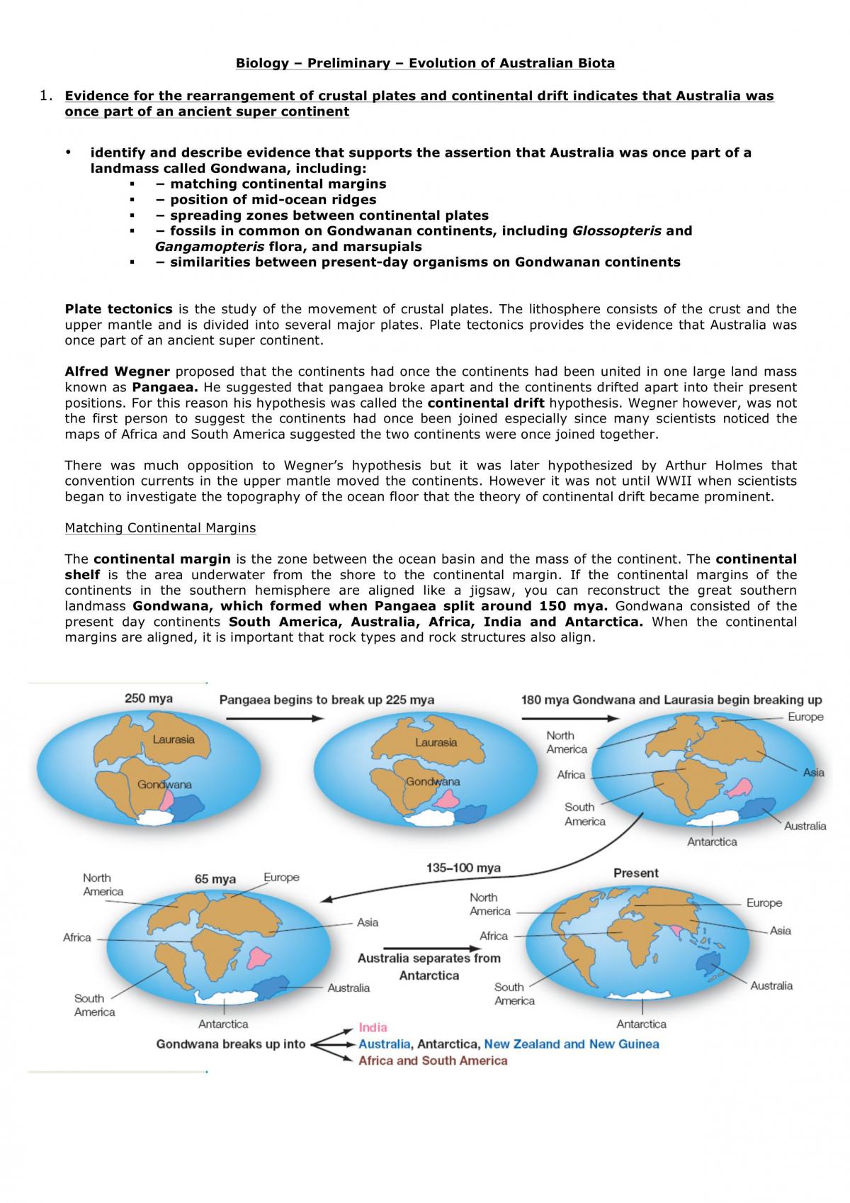 Evolution Of Australian Biota Completed Notes - Page 1