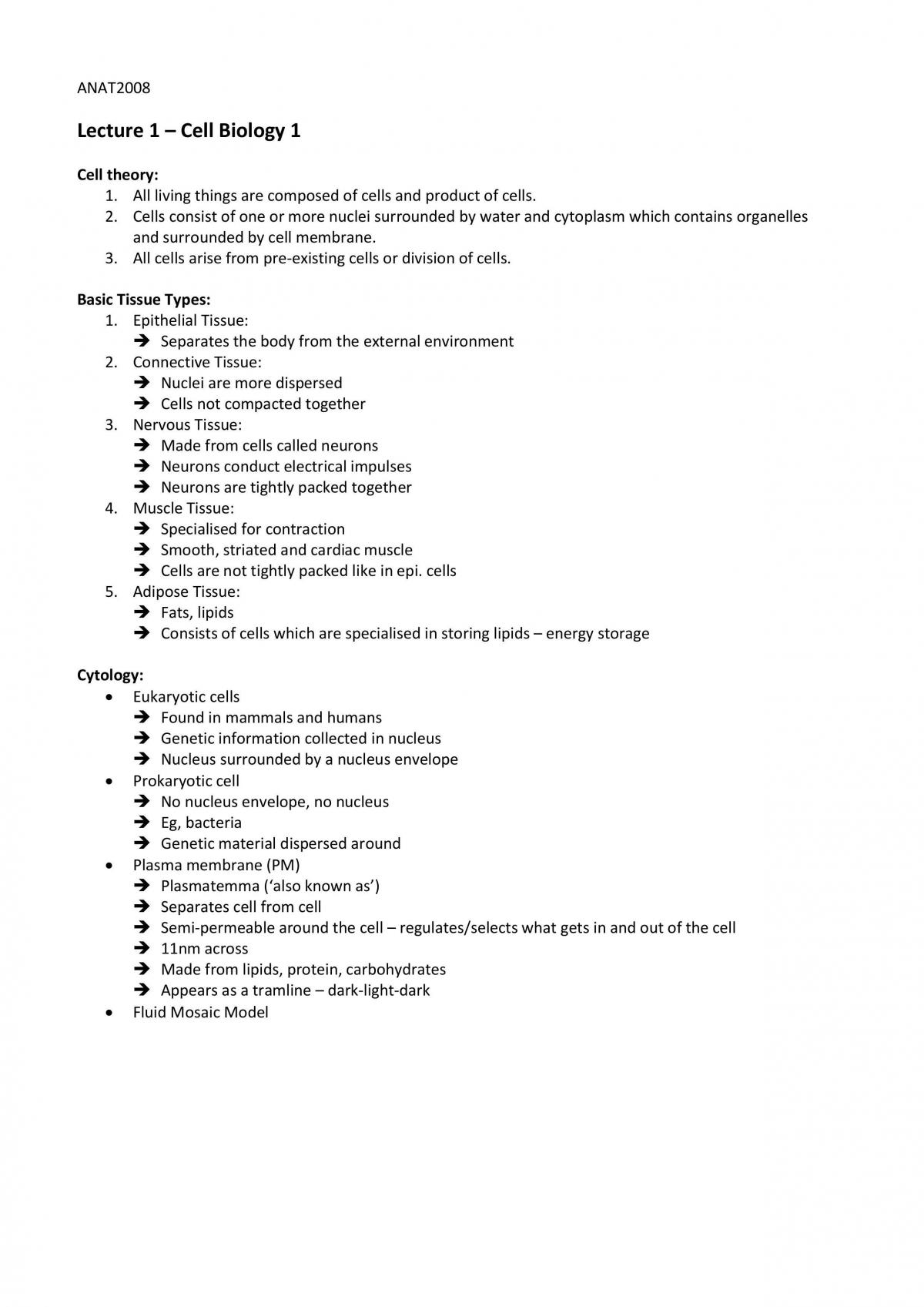 ANAT2008 Complete Lecture Notes  - Page 1