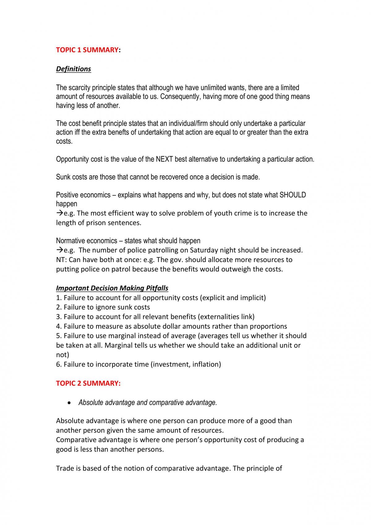 ECON1101 Finals Notes - Page 1