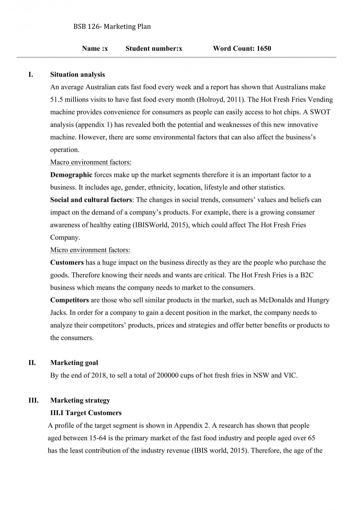 BSB 126 Marketing report - Page 1