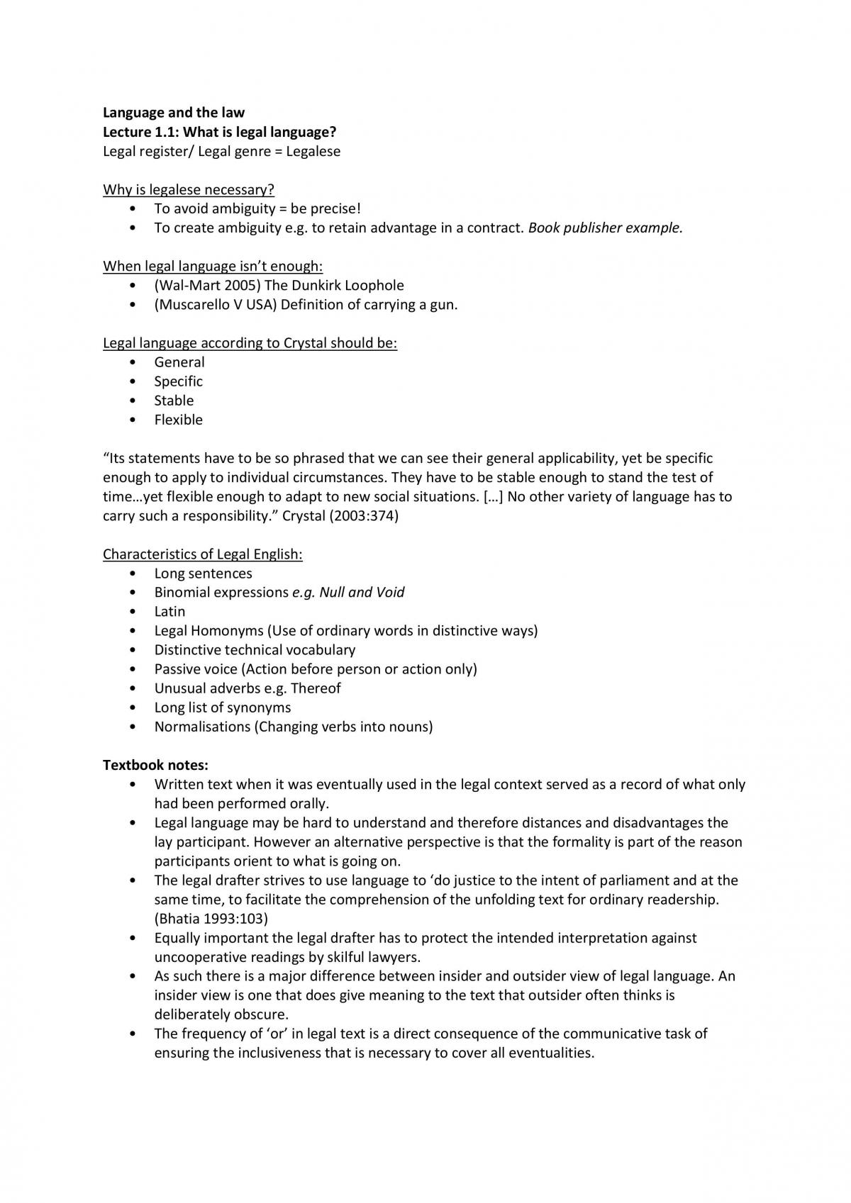 Language and the Law Study Notes - Page 1
