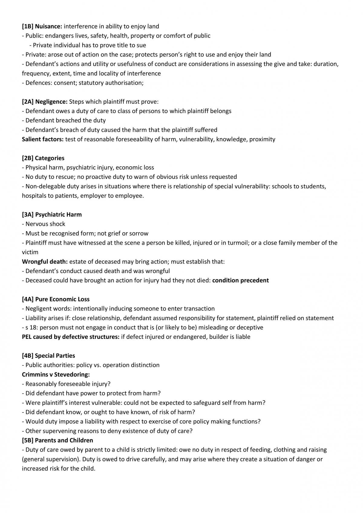 TORTS Condensed Final Exam Notes - Page 1