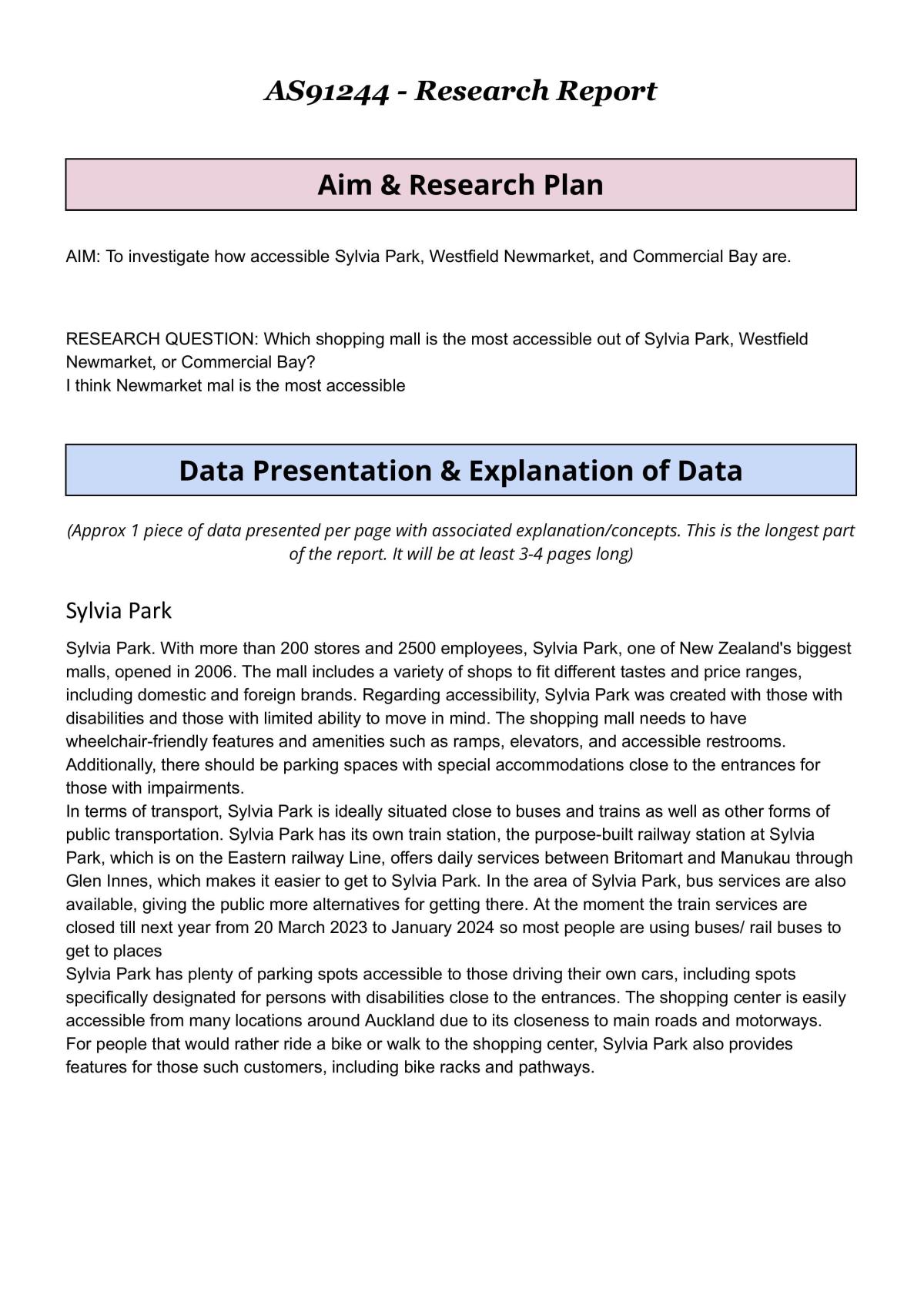 AS91244 Assessment Research Report - Page 1