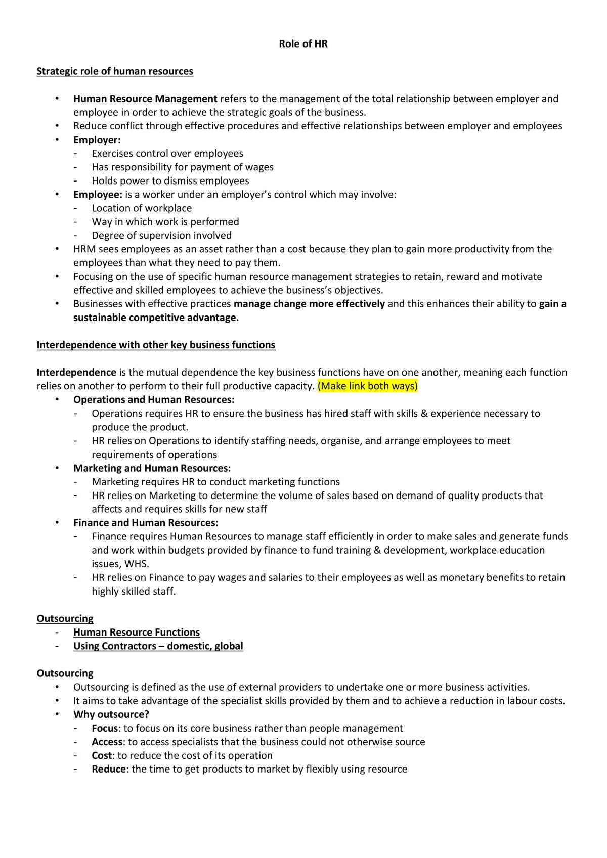 Human Resources: Year 12 - Page 1