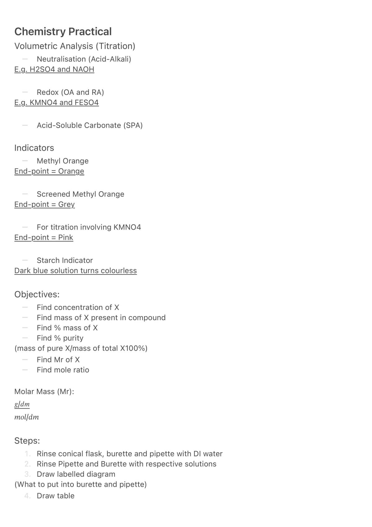 Chemistry Practical pointers  - Page 1