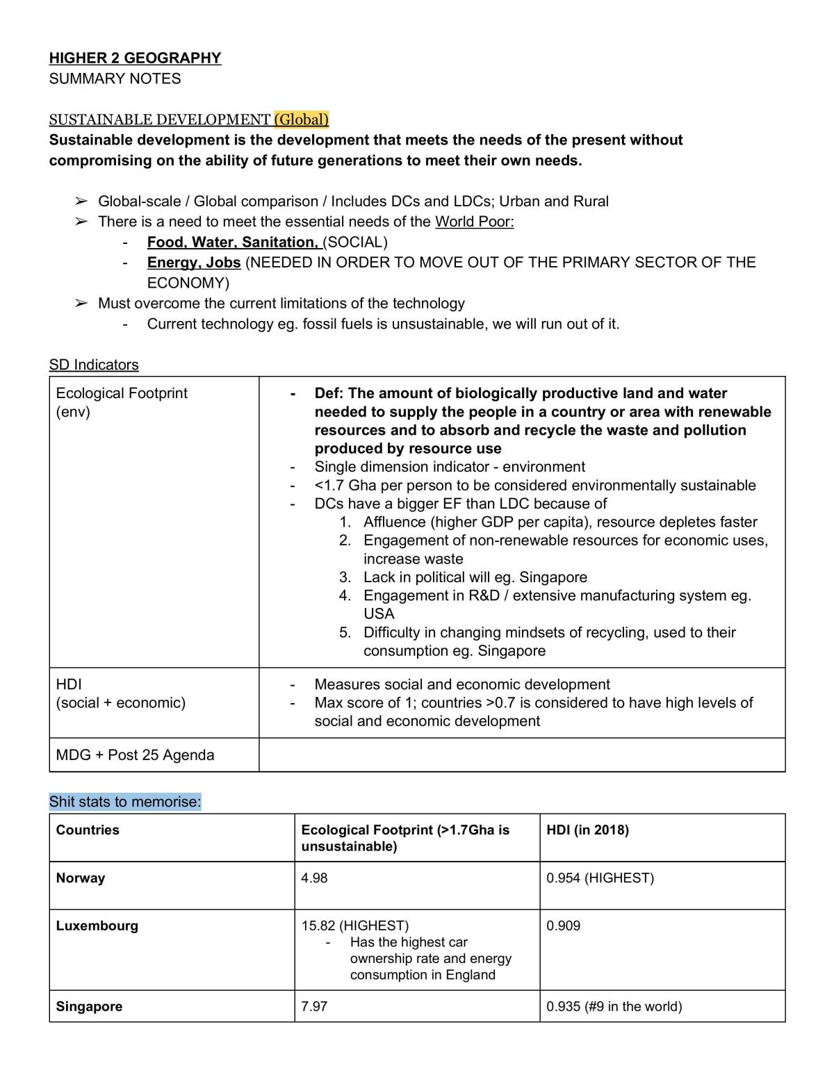 Geography Notes Theme 3 - Page 1