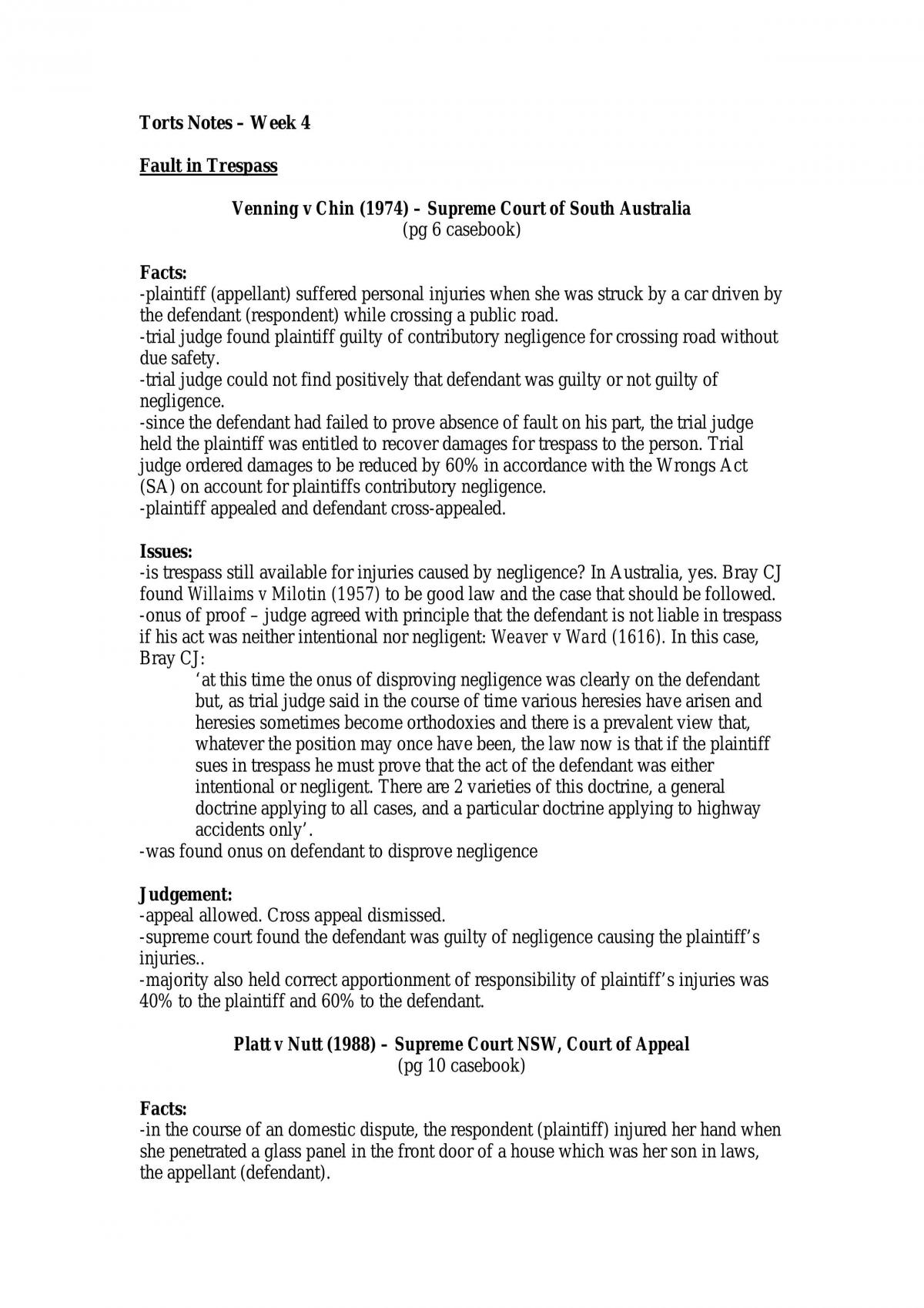 Torts Notes Week 4 - Page 1