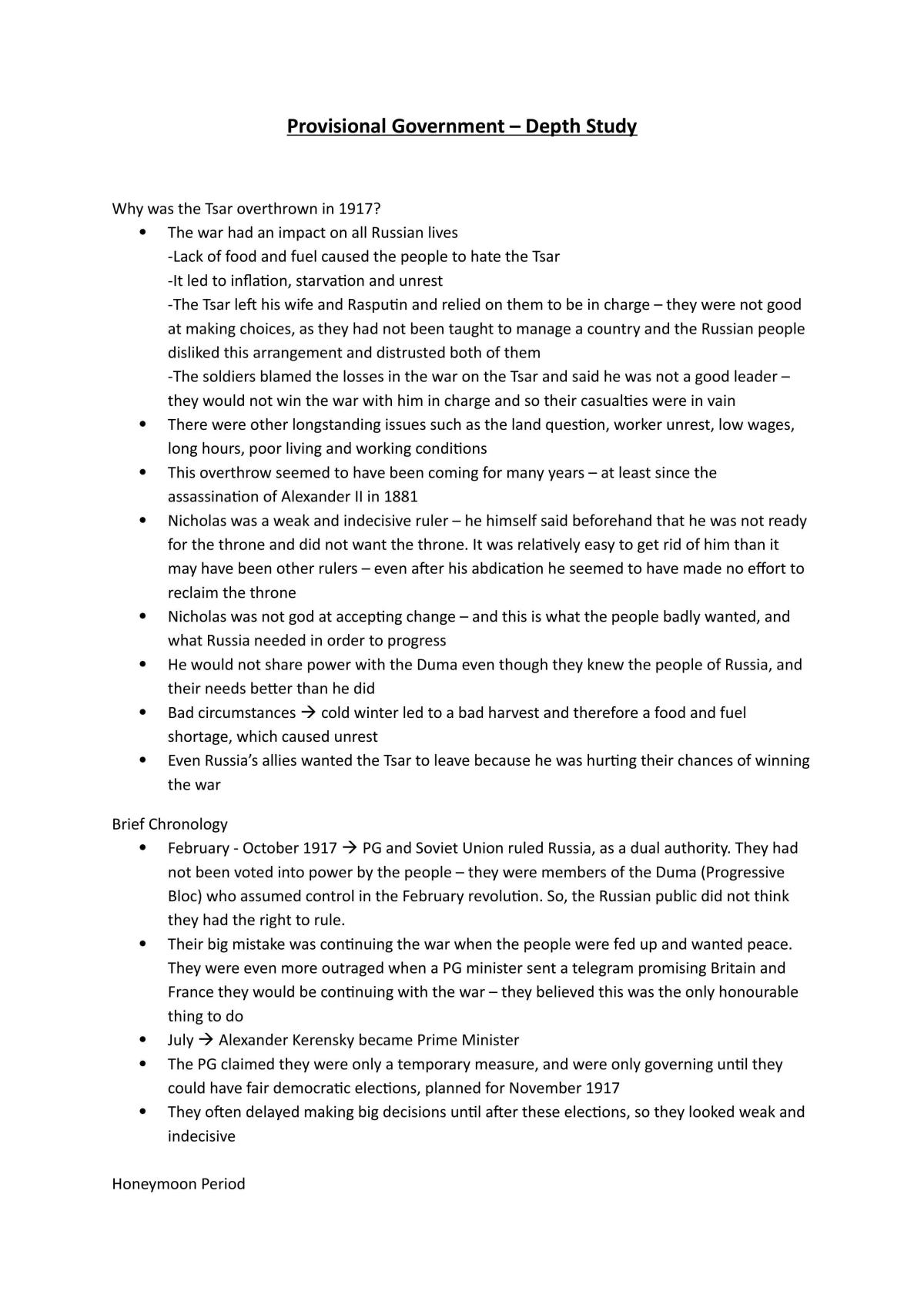 Provisional Government – Depth Study - Page 1