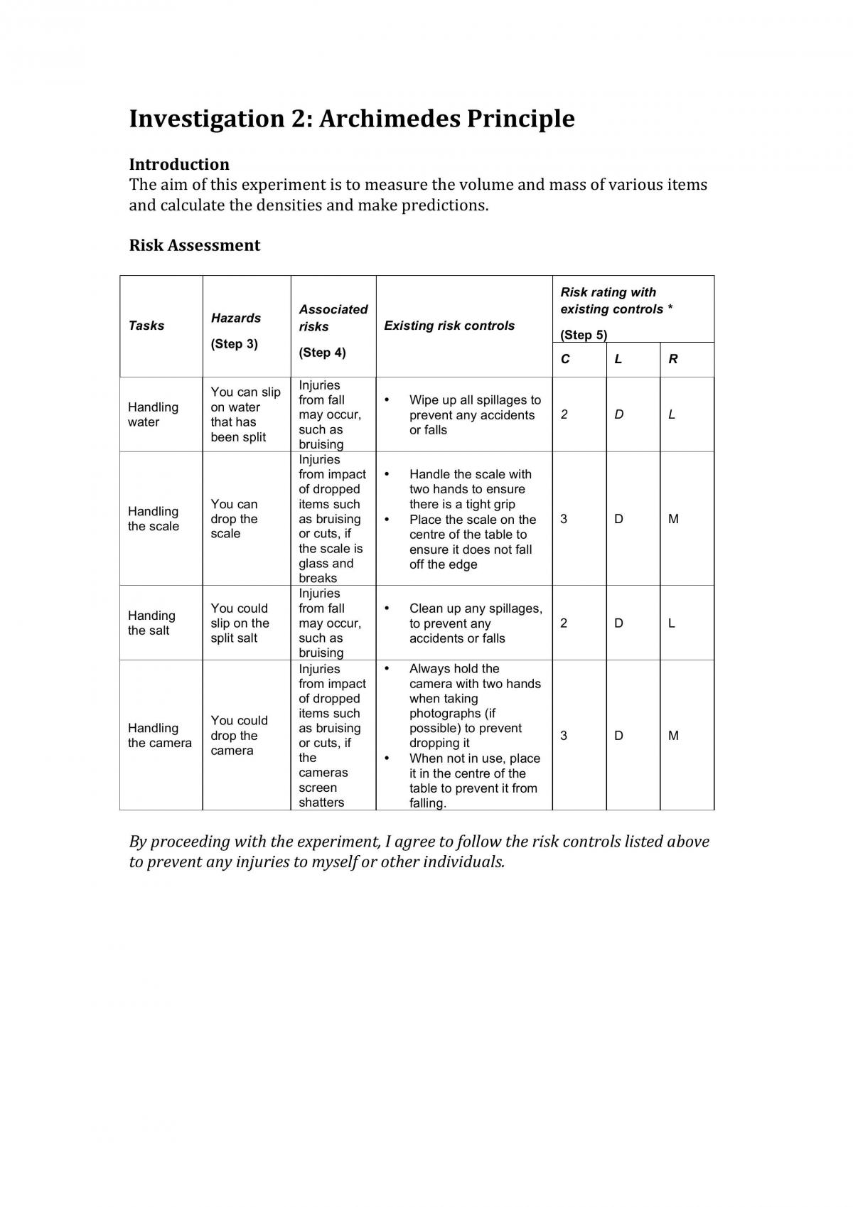 Phys1110 Investigation 2 - Page 1