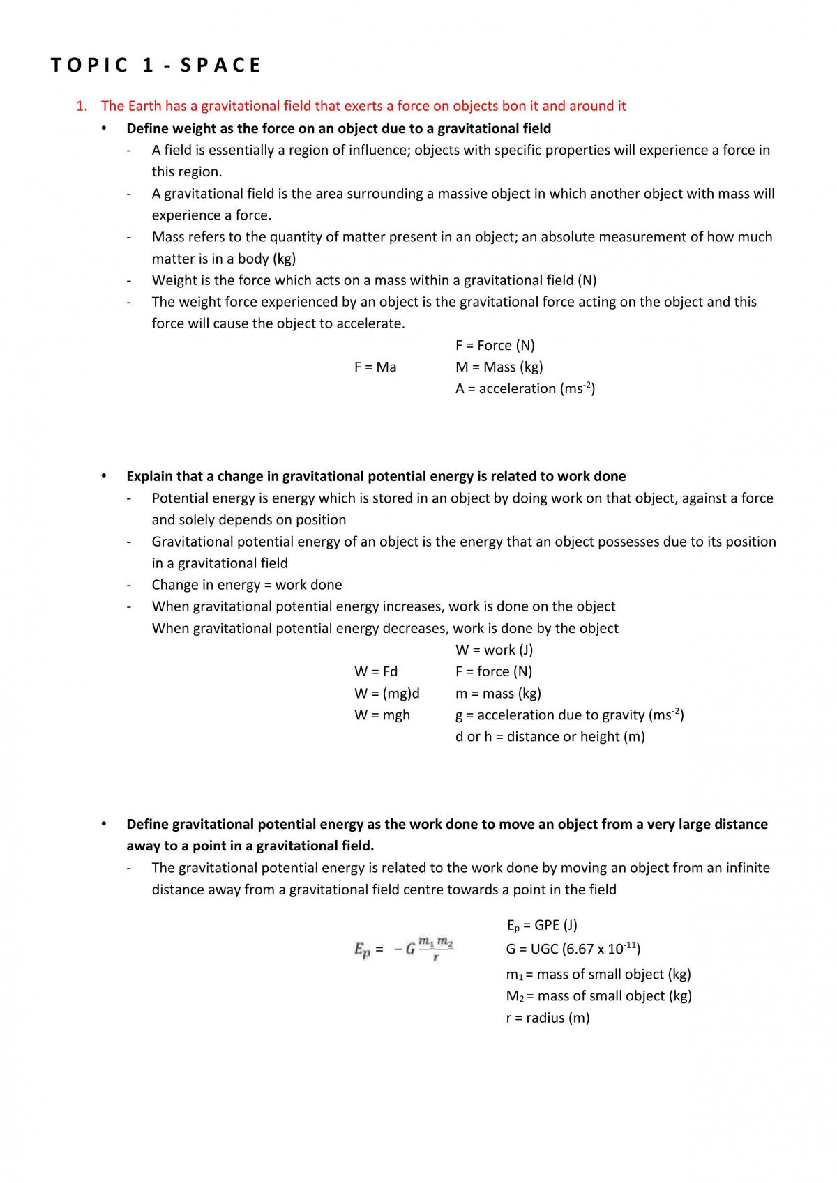 Complete Space Option Topic Notes - Page 1