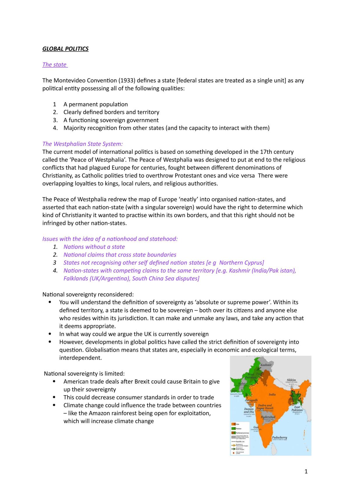 Global Politics Full Notes - Page 1