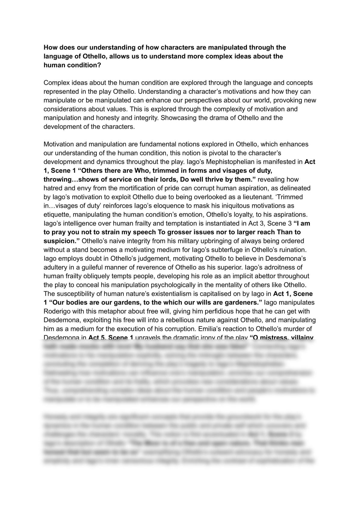 Othello Essay - Page 1