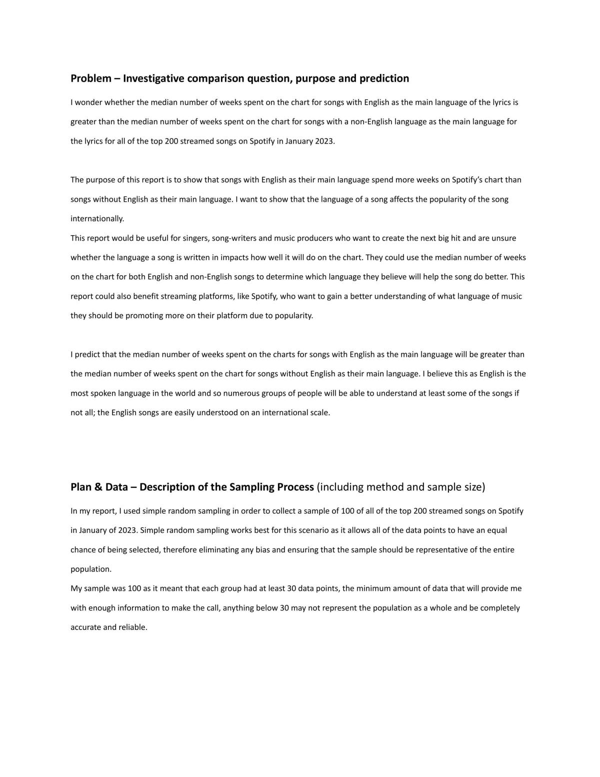 Statistics 2.9 NCEA Report  - Page 1