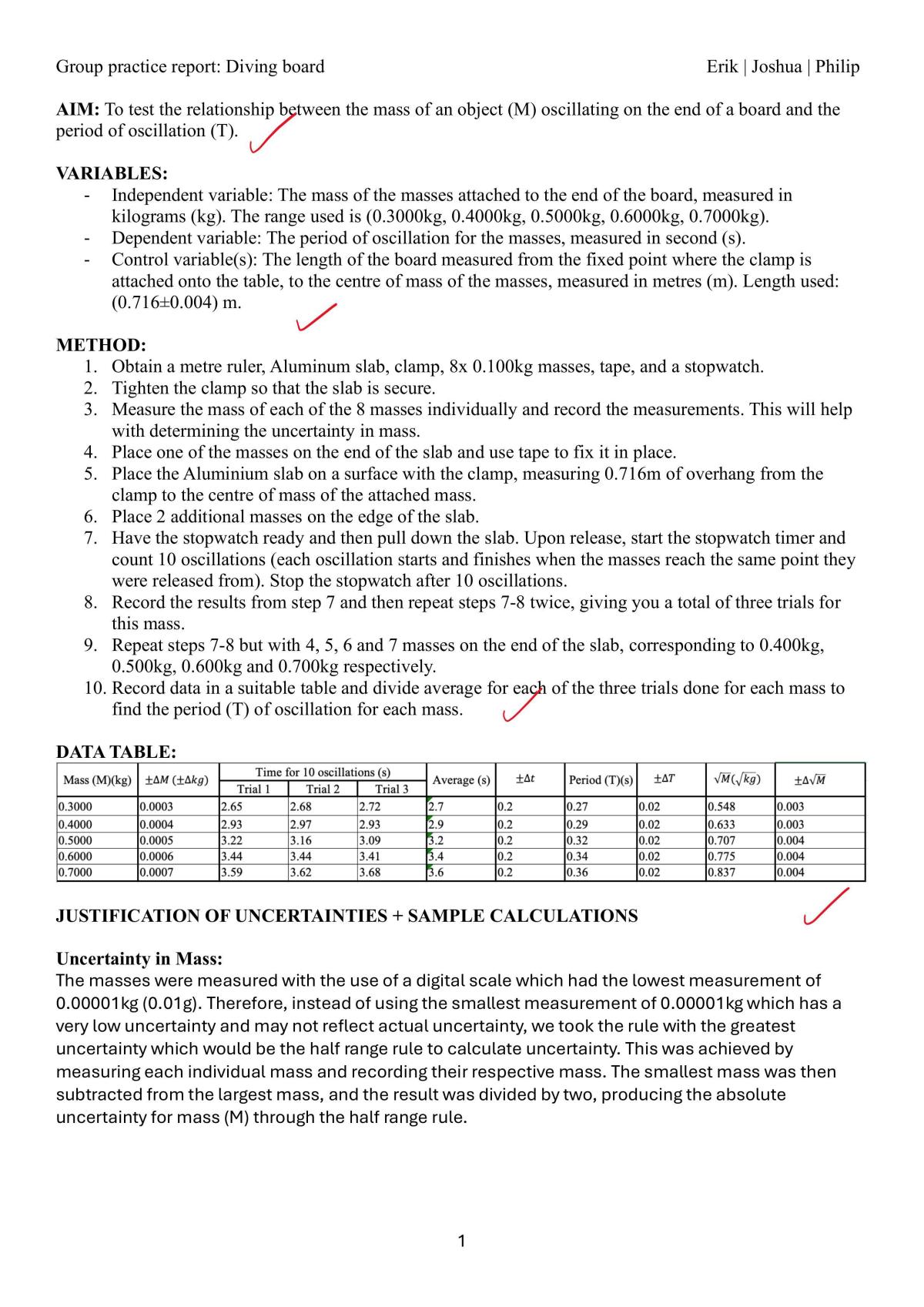 P3.1 sample report (Merit with excellence points) - Page 1